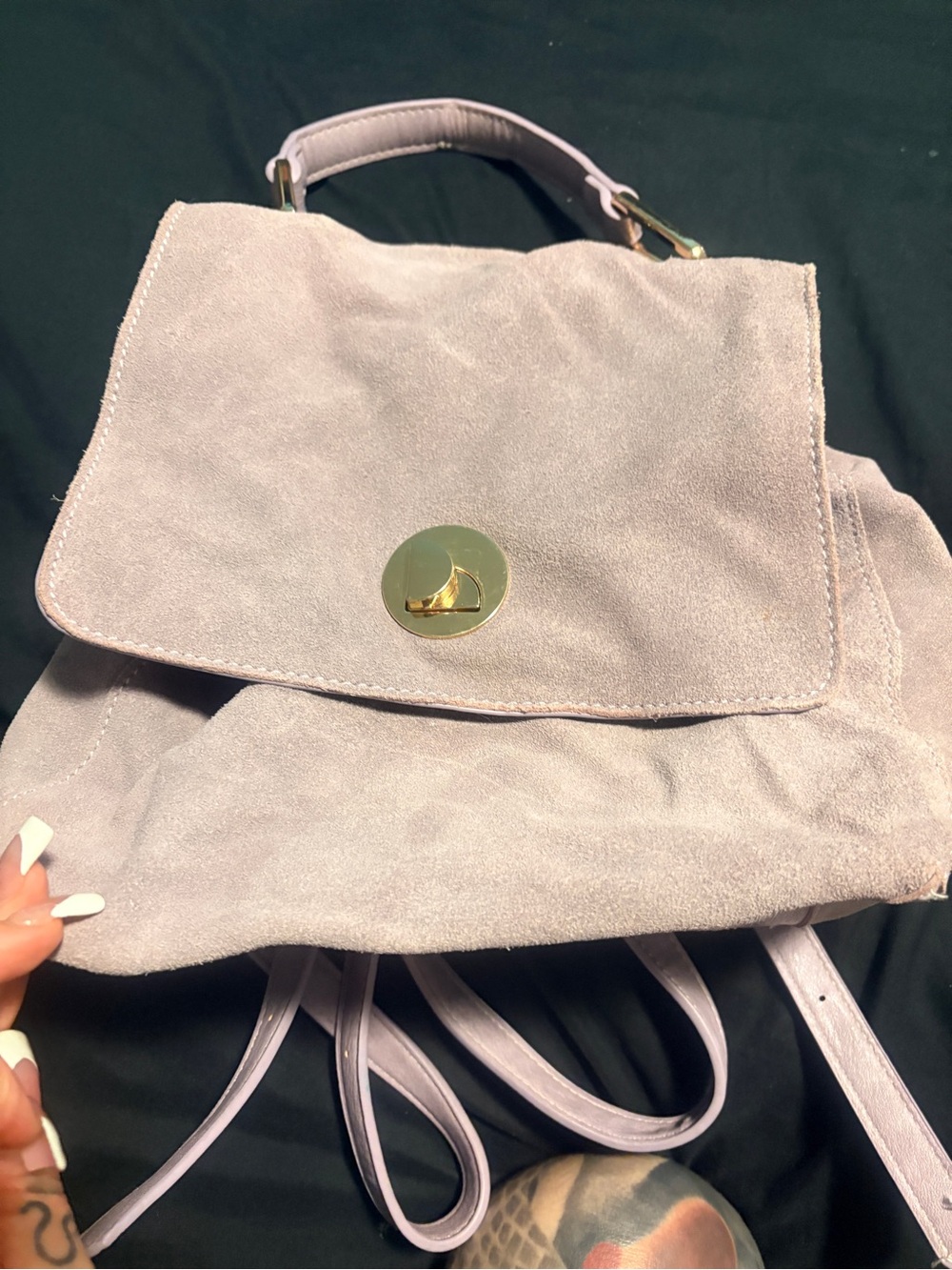 Fashion Nova Lilac Suede-Style Top Handle Backpack